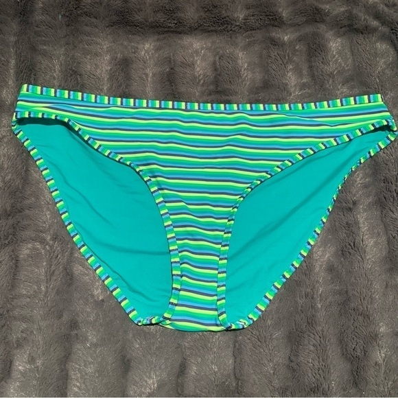 Aerie Striped Bikini Bottoms Blue Green - Picture 1 of 6